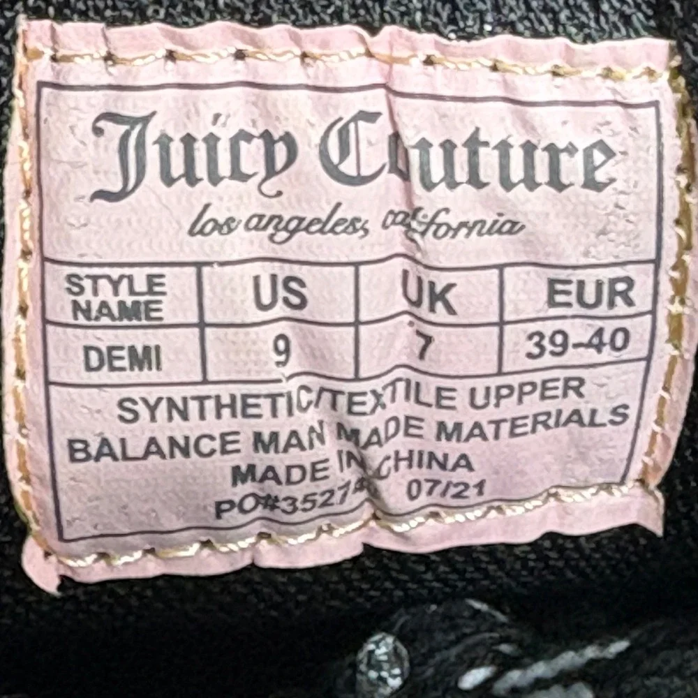 Juicy Couture Demi Sneakers Womens 9 Black Pink Platform Mesh Logo Lace Charms